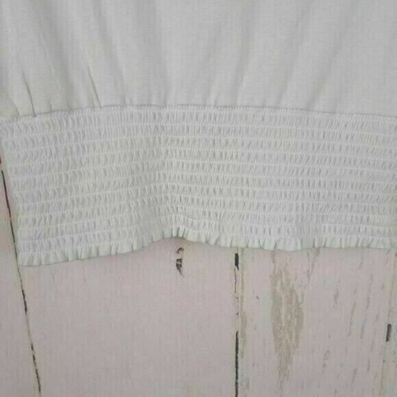 💰3/$25 Papaya Women's Crop Top Topper White Shirred Ruched Sleeves Jrs S NWT - Picture 6 of 7